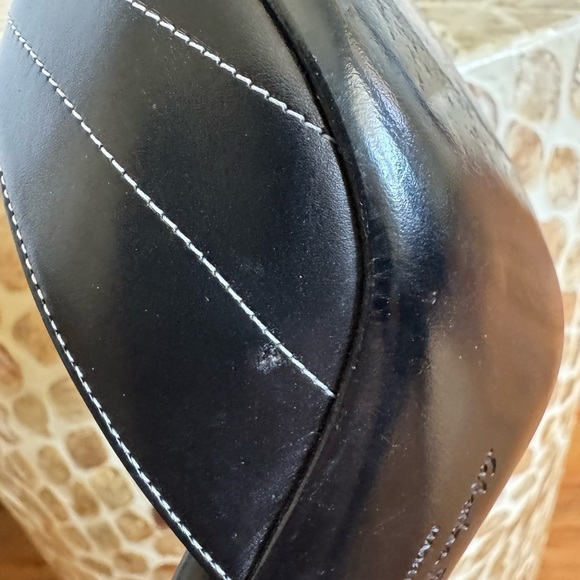 Salvatore Ferragamo Black Slingback Heels Peep-Toe Leather Sandals size 8.5B - Picture 11 of 12